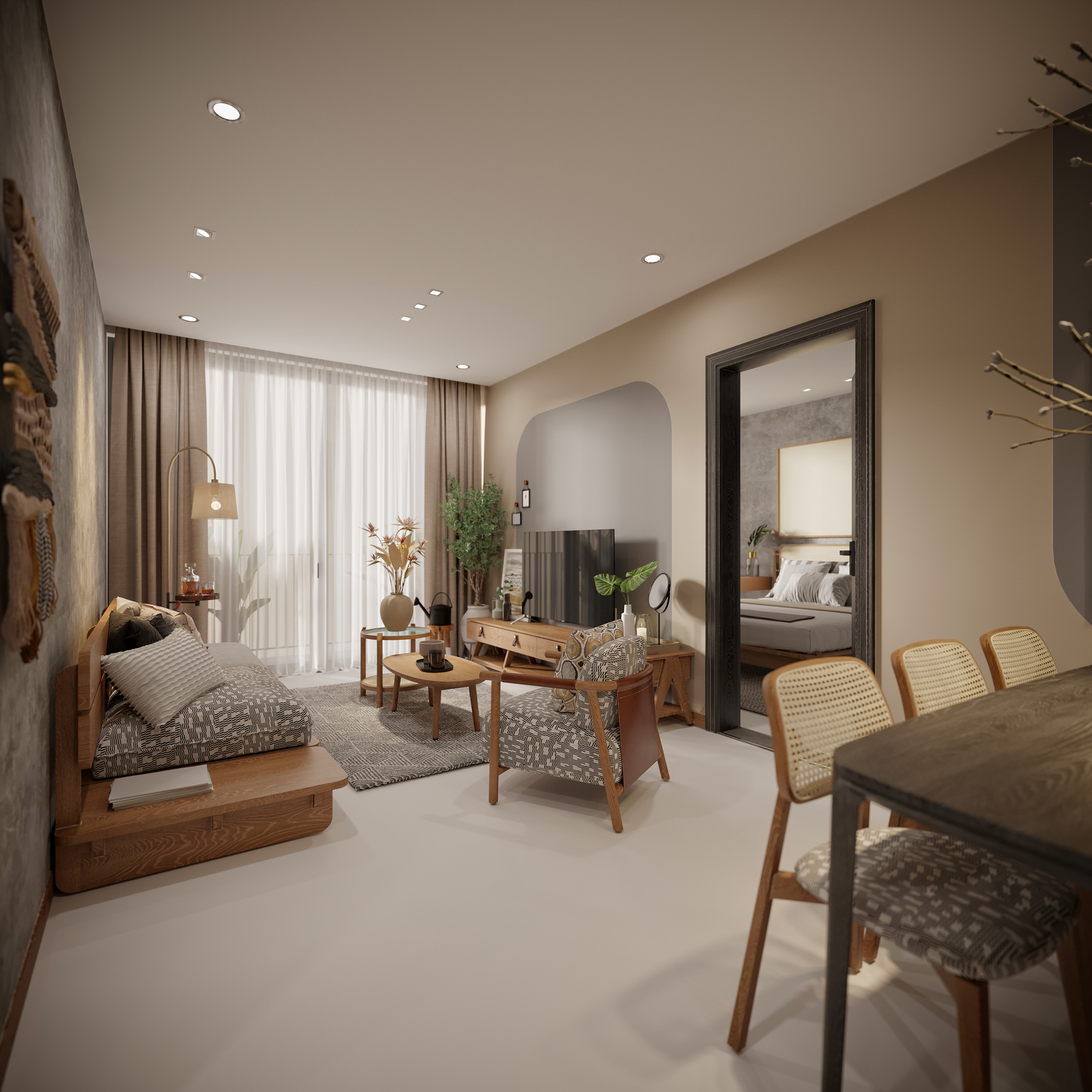 Warm neutral living room in a Bespoke residence